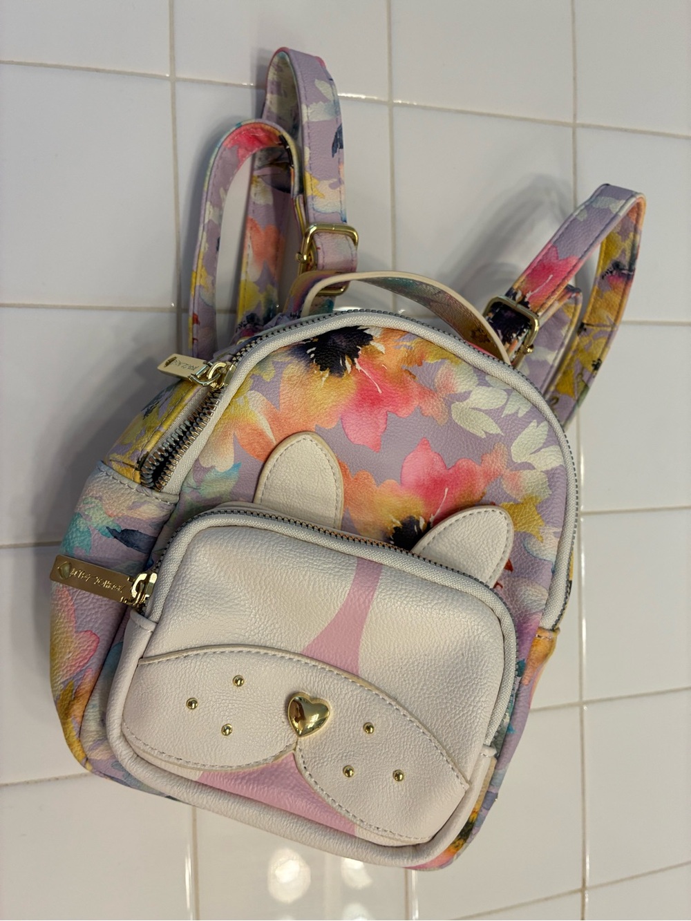 🐶 NWOT Betsy Johnson Floral Puppy Dog Mini Backpack 💐